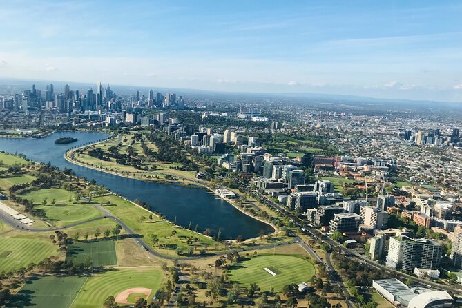 Private Melbourne Skyline Helicopter Ride - Albert Park Lake and the GP-track perspective