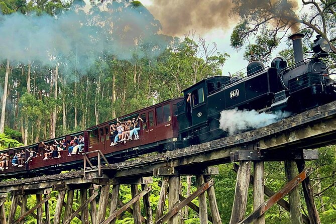 Puffing Billy Tour and Penguin Parade from Melbourne - Puffing Billy in Belgrave: Steam Train Views and the Monbulk Creek Bridge